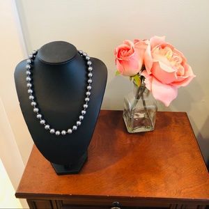 Silver Gray Pearls with Tassel Tie